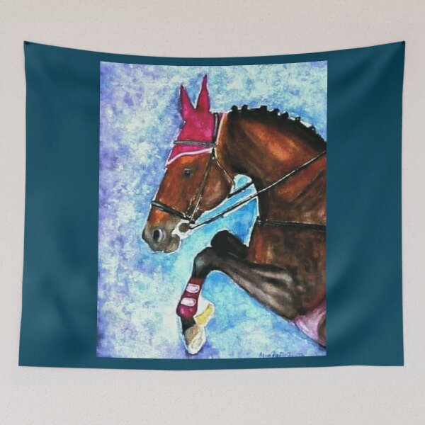 Item preview, Show jumping horse portrait painting designed and sold by horseaddicted.