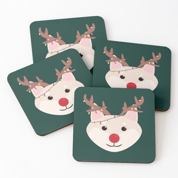 Item preview, Rudolph the red nosed Shiba Inu Christmas cream shiba designed and sold by Shibaffection.