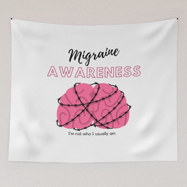 Item preview, Migraine Awareness "I'm Not Who I Usually Am" - Drama Pain Warrior Skull drama unbreakable fighter migraine survivor pink brain funny humor designed and sold by CJCTEES.
