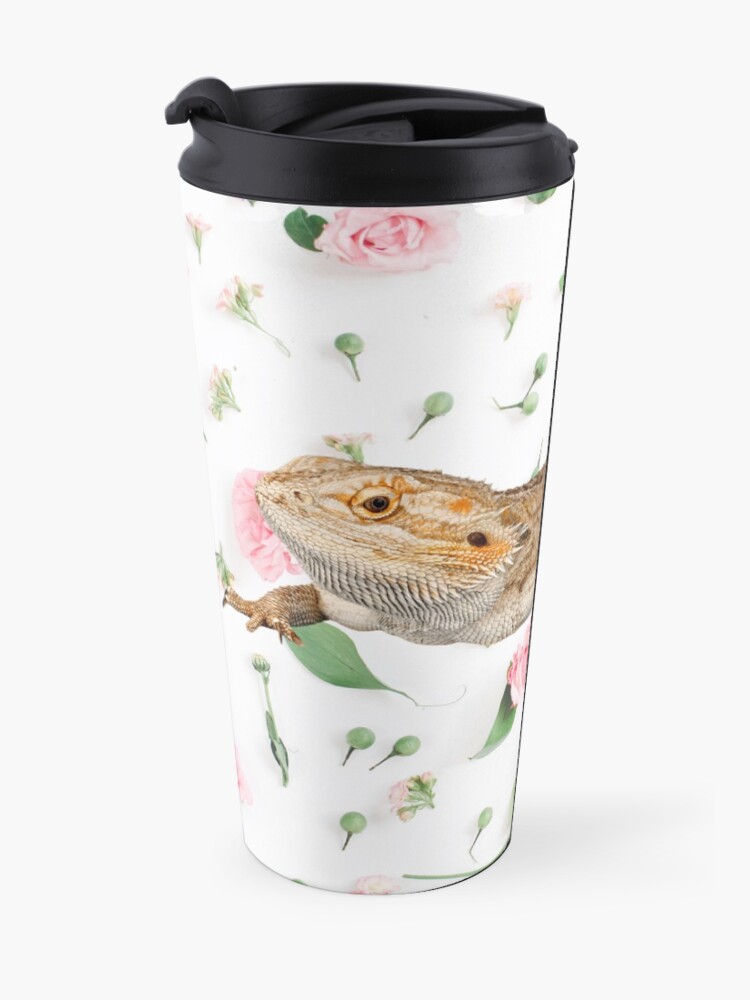 Alternate view of Bearded Dragon On A Carnation Background Travel Mug