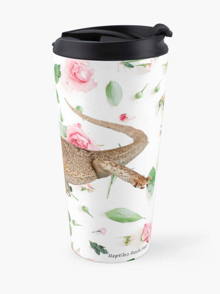 Alternate view of Bearded Dragon On A Carnation Background Travel Mug
