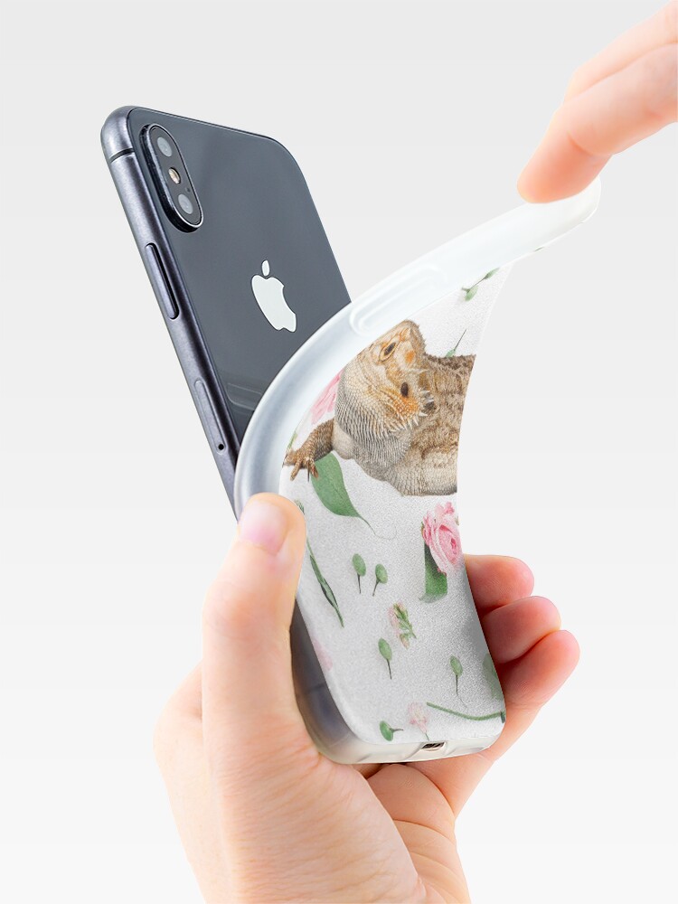 Alternate view of Bearded Dragon On A Carnation Background iPhone Case & Cover