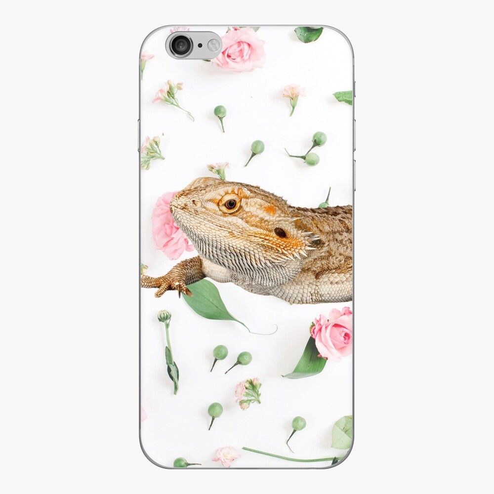 Bearded Dragon On A Carnation Background iPhone Skin