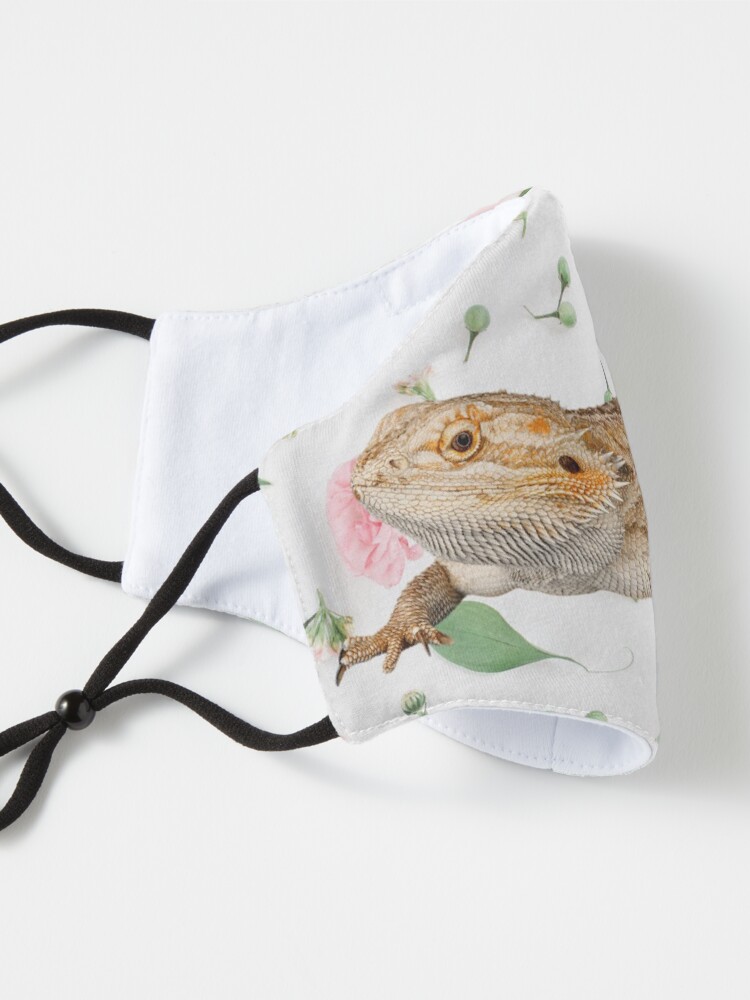 Alternate view of Bearded Dragon On A Carnation Background Mask