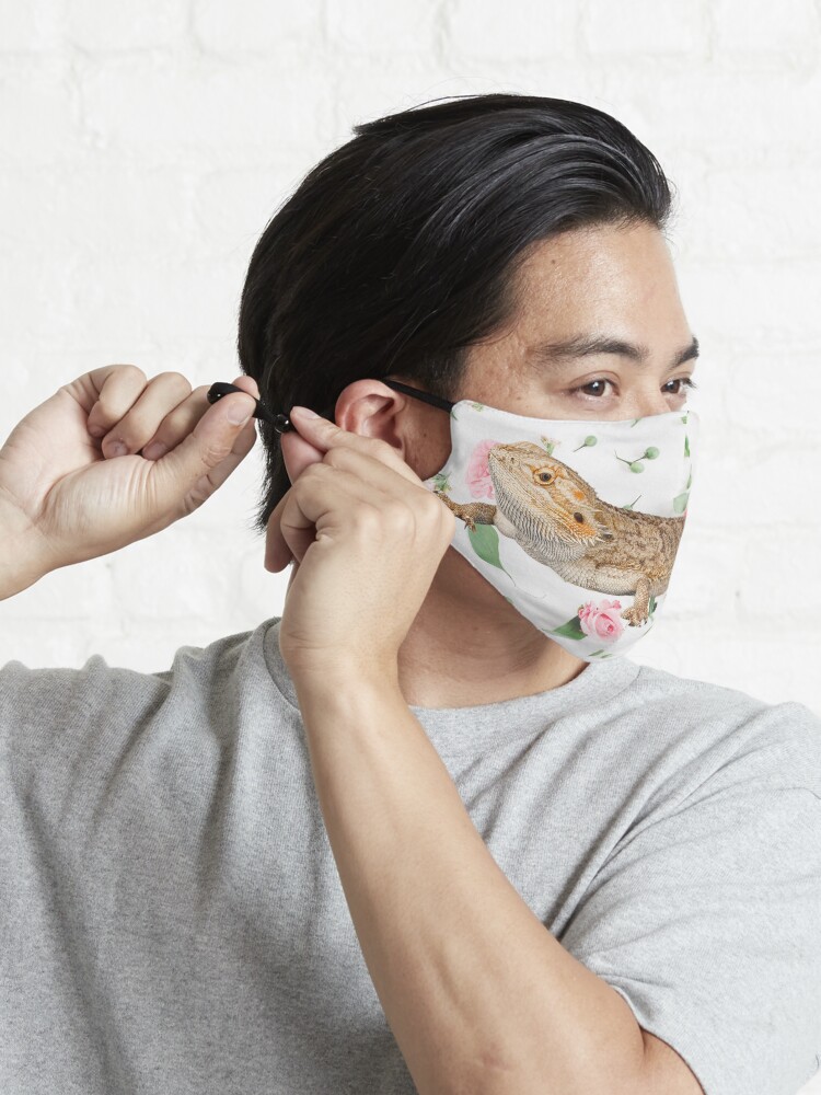 Alternate view of Bearded Dragon On A Carnation Background Mask
