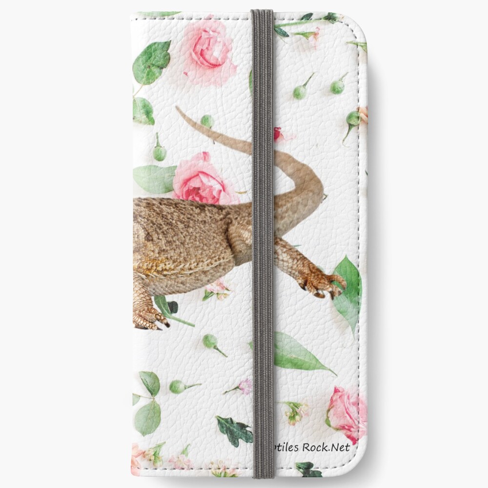 Bearded Dragon On A Carnation Background iPhone Wallet