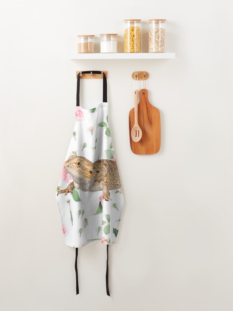 Alternate view of Bearded Dragon On A Carnation Background Apron