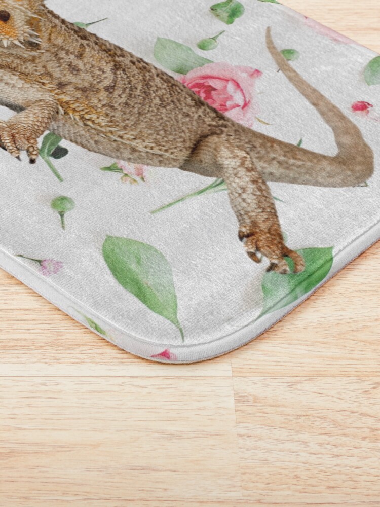 Alternate view of Bearded Dragon On A Carnation Background Bath Mat