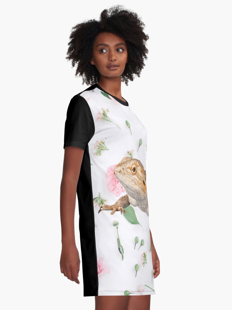 Alternate view of Bearded Dragon On A Carnation Background Graphic T-Shirt Dress