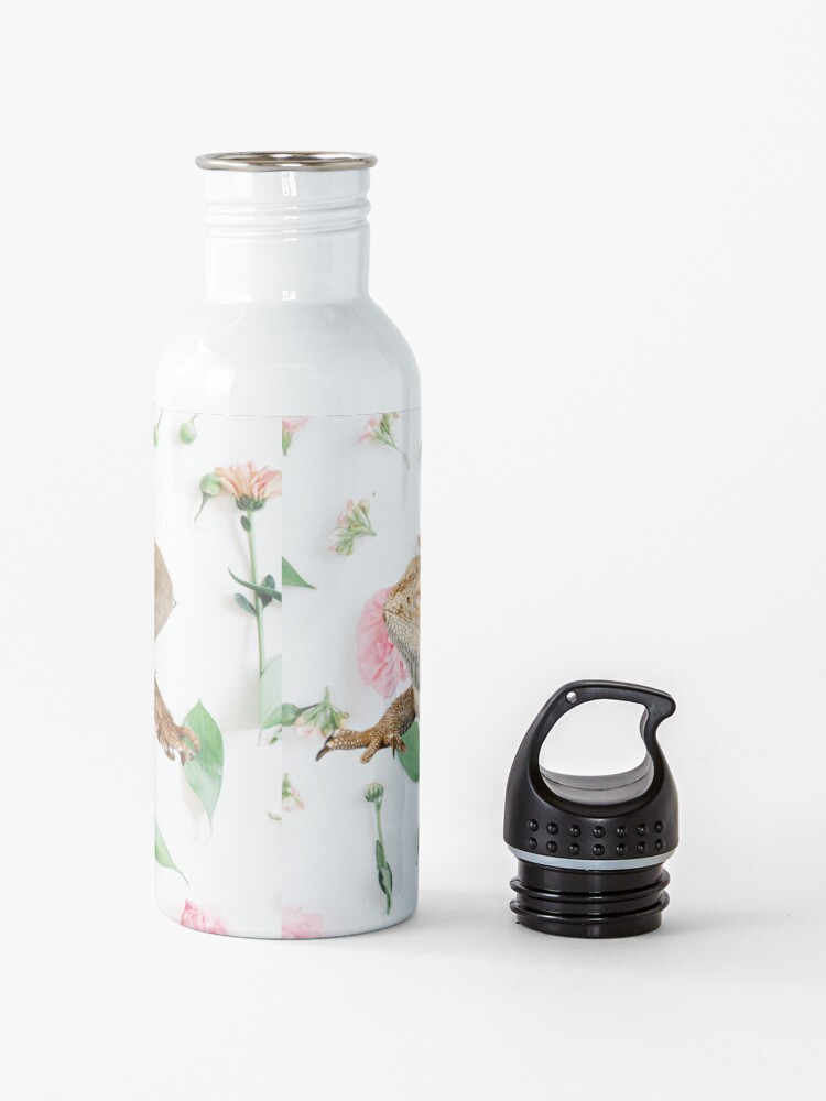 Alternate view of Bearded Dragon On A Carnation Background Water Bottle