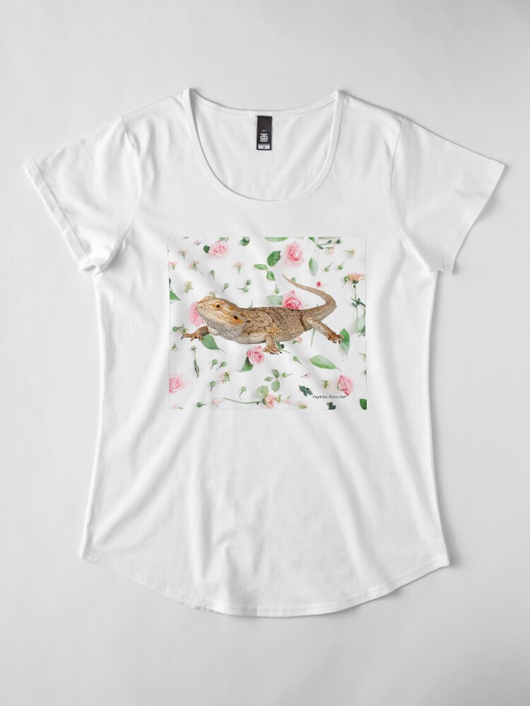 Alternate view of Bearded Dragon On A Carnation Background Premium Scoop T-Shirt