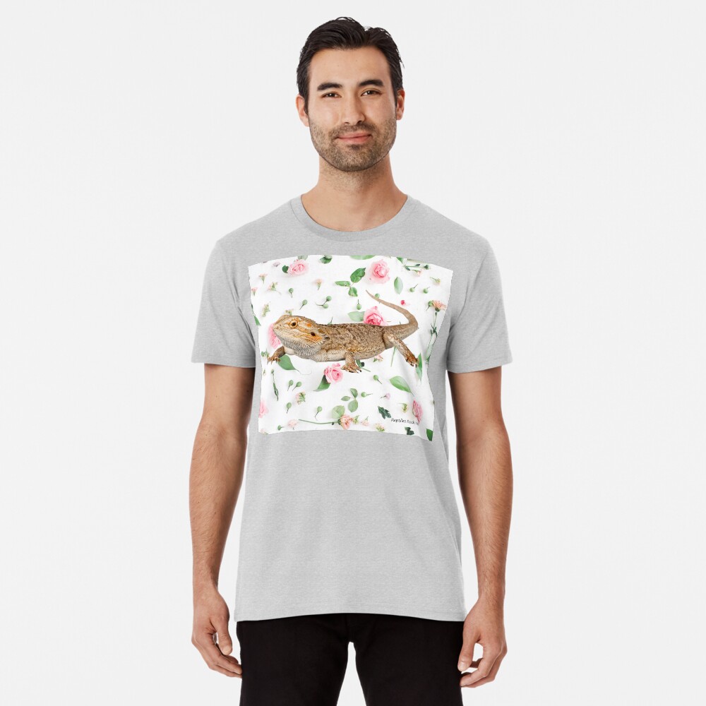Bearded Dragon On A Carnation Background Premium T-Shirt