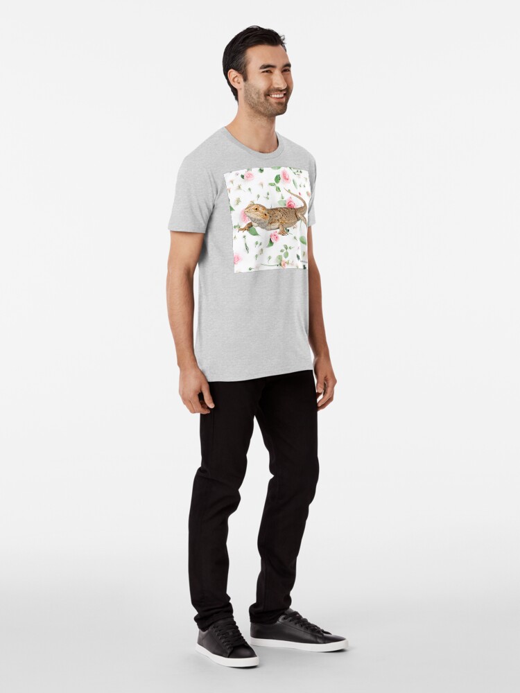 Alternate view of Bearded Dragon On A Carnation Background Premium T-Shirt