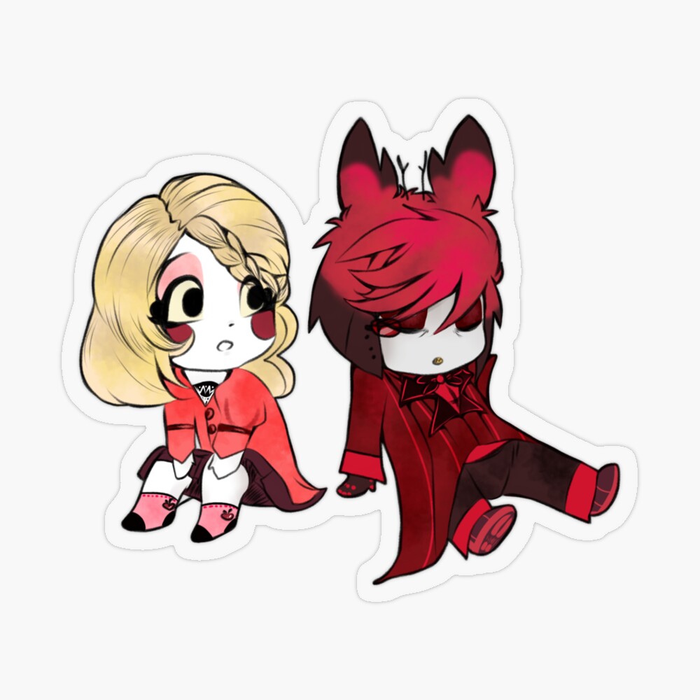 cute chibi charlie and alastor hazbin hotel | Sticker