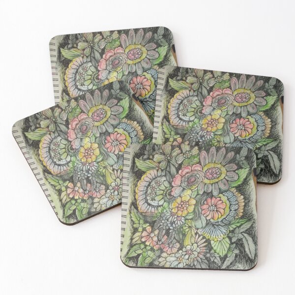 Item preview, Doodle flowers soft dark pastel  designed and sold by annahbellah.