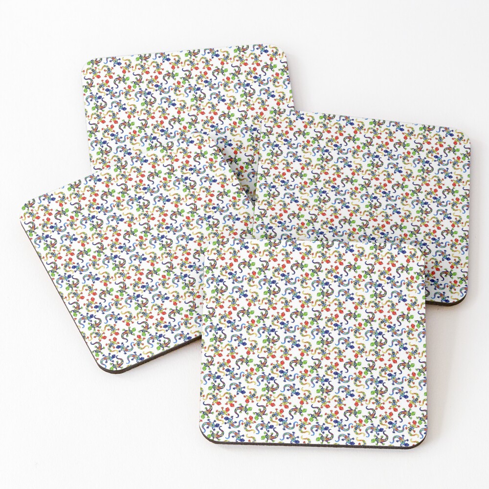 Gecko Vibrant Multi Print Coasters (Set of 4)