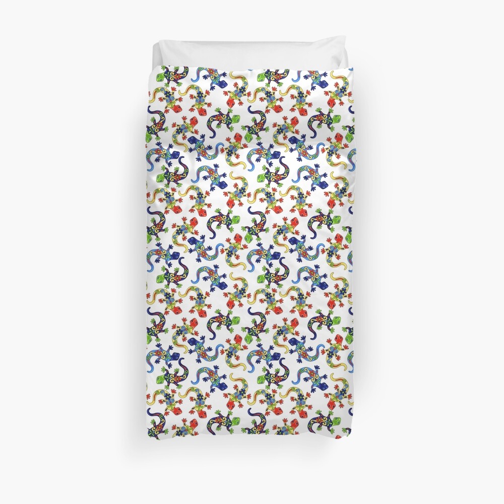 Gecko Vibrant Multi Print Duvet Cover
