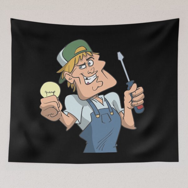 Item preview, Electrician with lightbulb and screwdriver designed and sold by Monkey Ful.