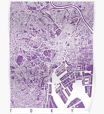 Tokyo map lilac Poster