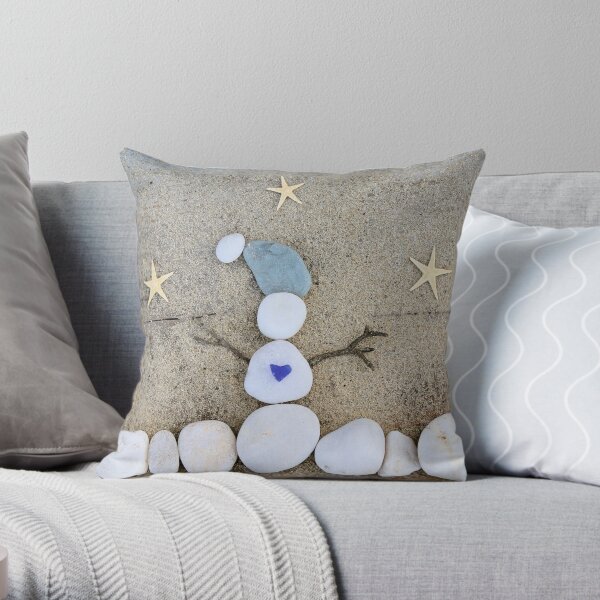 Coastal Snowman 2020 Throw Pillow