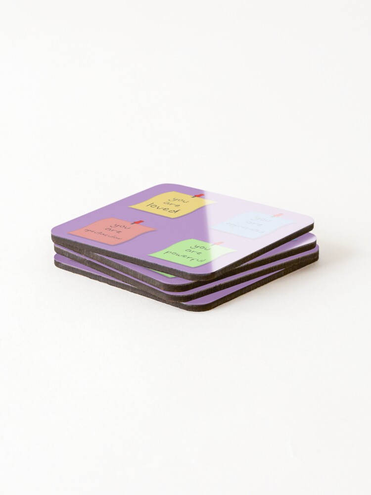 Thumbnail 4 of 5, Coasters (Set of 4), Sticky Note Pattern designed and sold by PridePositivity.