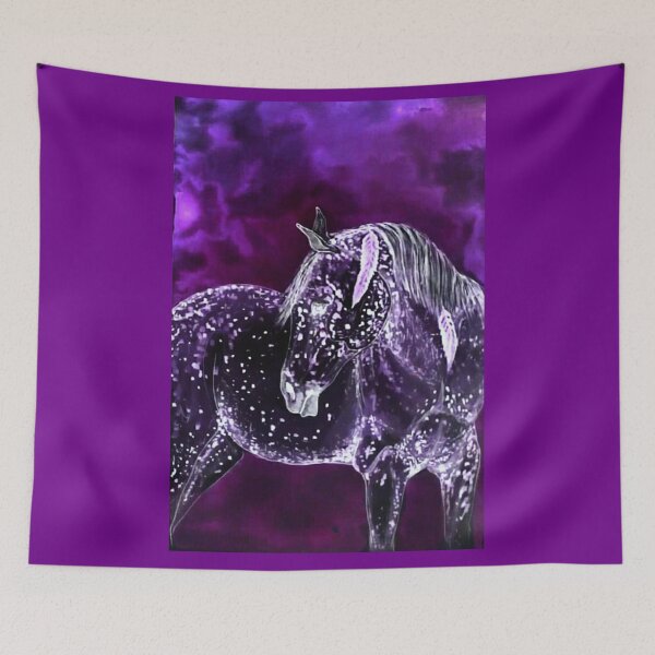 Item preview, Fantasy purple horse painting designed and sold by horseaddicted.