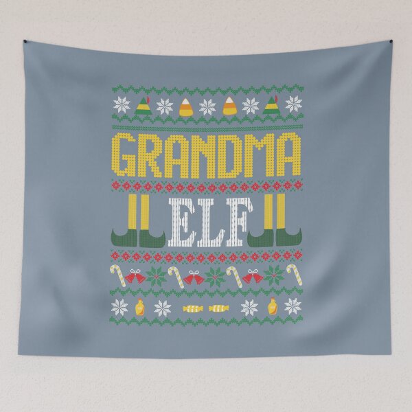 Item preview, Grandma Elf Buddy Movie Ugly Christmas Sweater Grey designed and sold by Sunny Collections.