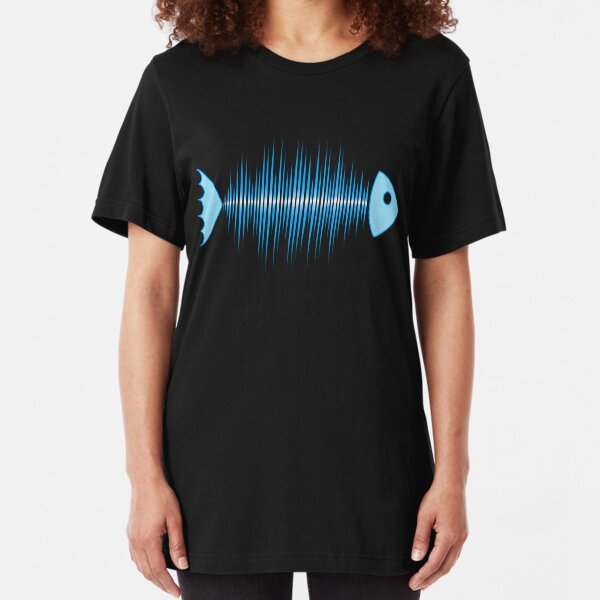 Music Fish Pulse Rate Frequency Dance House Techno Wave Slim Fit T-Shirt