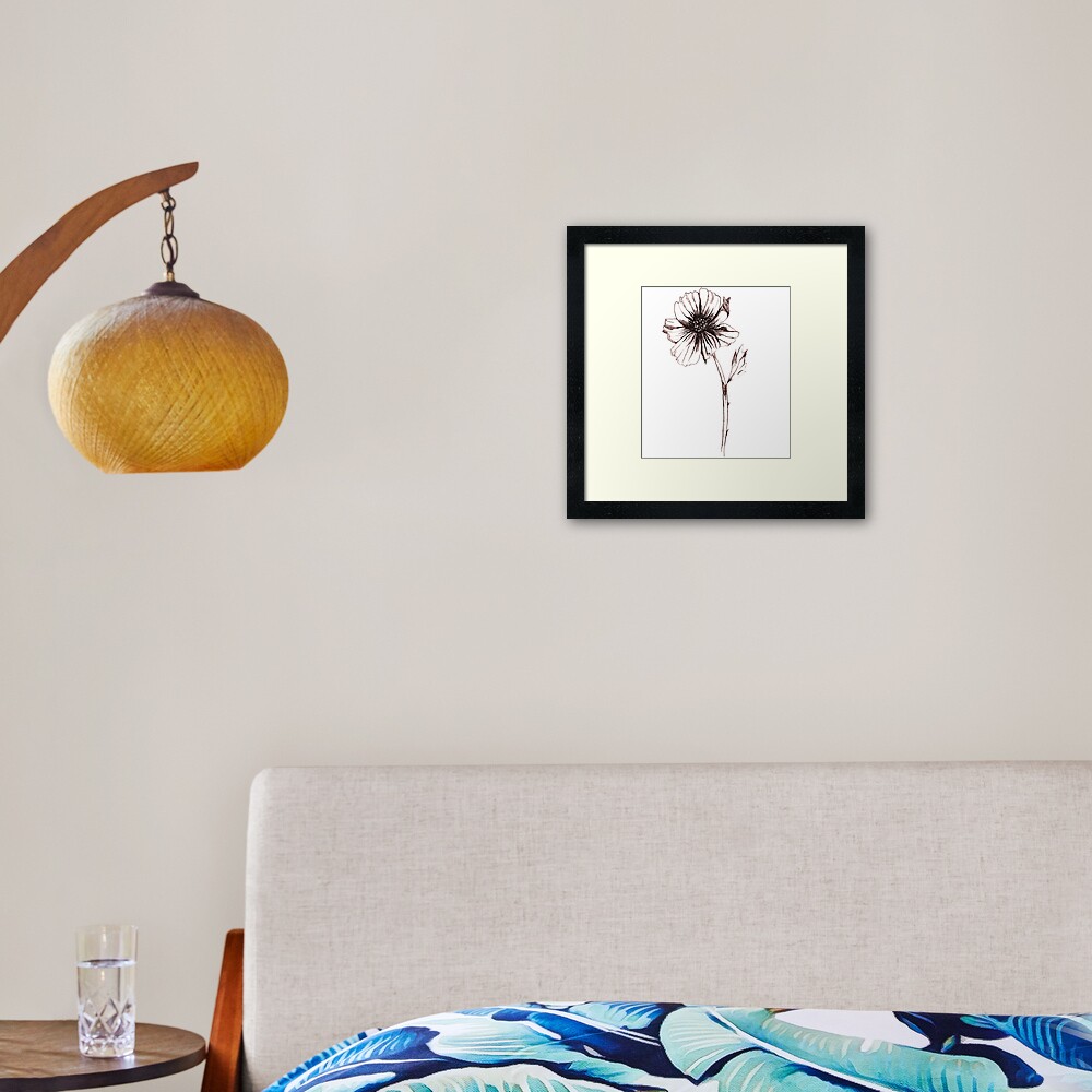 Country Cottage Rose in Rose Gold Framed Art Print