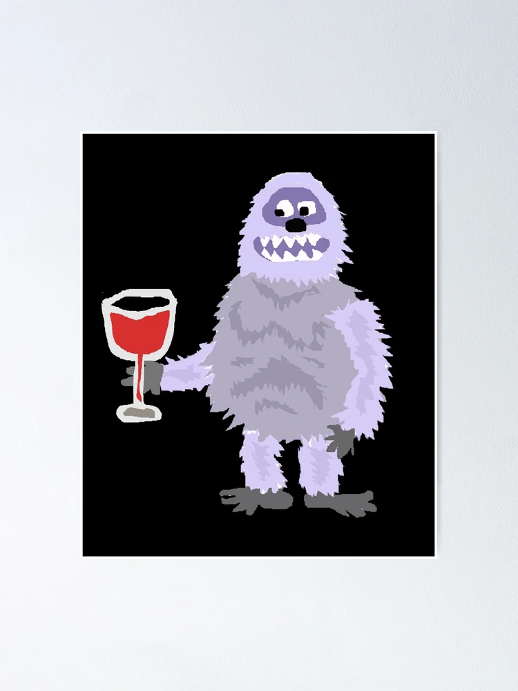 Hand Painted Wine Glass - Abominable Snowman Yeti - Original