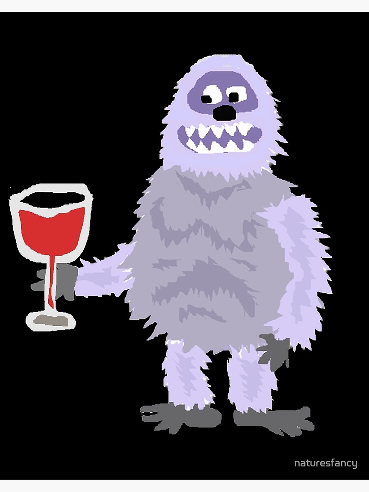 Hand Painted Wine Glass - Abominable Snowman Yeti - Original