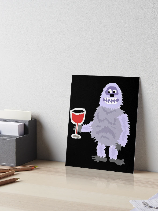 Hand Painted Wine Glass - Abominable Snowman Yeti - Original
