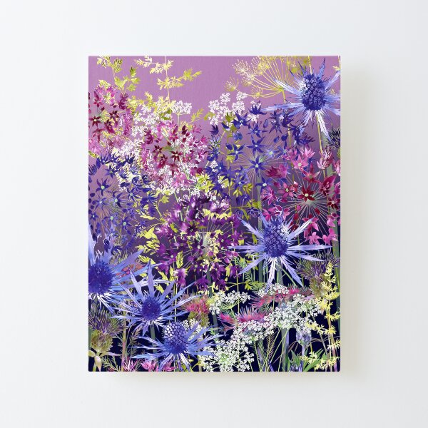 Sunset Garden - Sea Holly, Alliums, Cow Parsley & Grasses Canvas Mounted Print