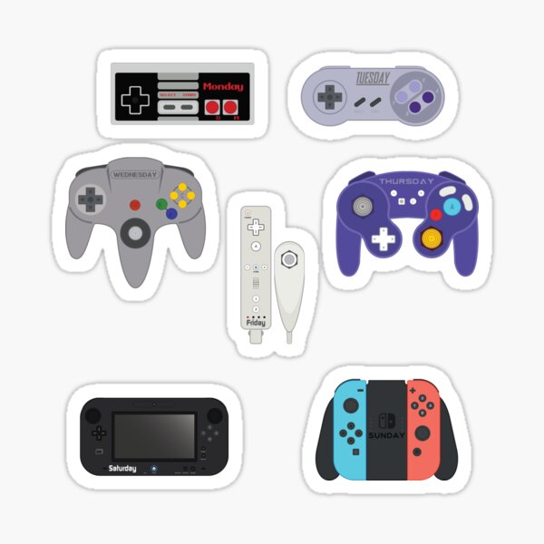 Nintendo controller Days of the week full pack Sticker