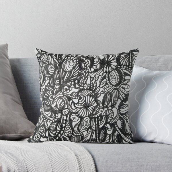Item preview, Black lined doodles floral  designed and sold by annahbellah.
