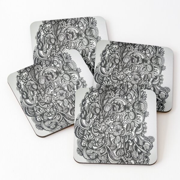 Item preview, Black lined doodles floral  designed and sold by annahbellah.