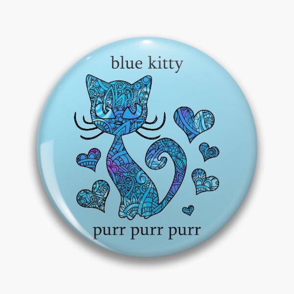 Artikelvorschau, Blue Kitty Purr Purr Purr Blue mit weißen Kreisen Interieur entworfen und verkauft von AMSonArt.