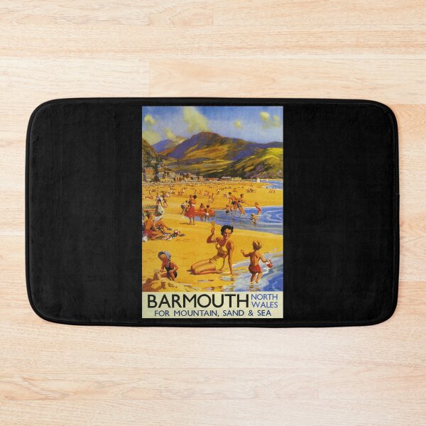 Item preview, retro classic Barmouth North Wales poster designed and sold by CorasPosters.