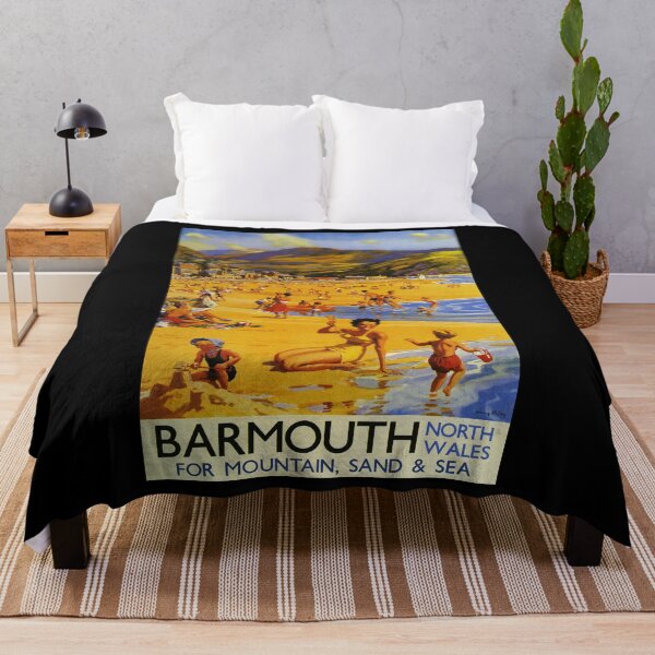 Item preview, retro classic Barmouth North Wales poster designed and sold by CorasPosters.
