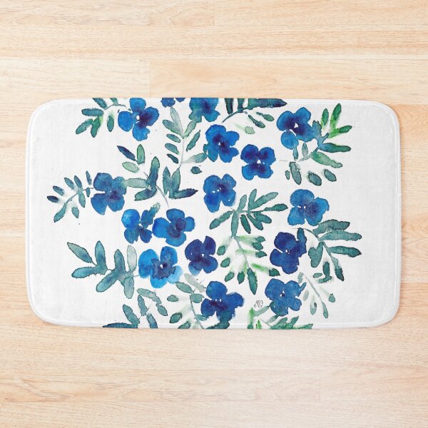 Item preview, Blue and Green Flowers Pattern designed and sold by María Casas Watercolour Designs.