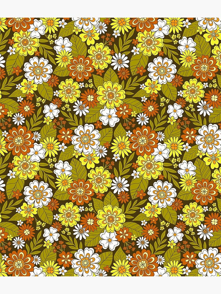 Retro Flower Power 1970s Hippie Floral by somecallmebeth