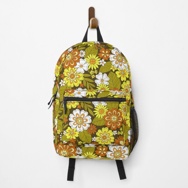 Vista previa del artículo con la obra «Retro Flower Power 1970 Hippie Floral», diseñado y vendido por somecallmebeth.