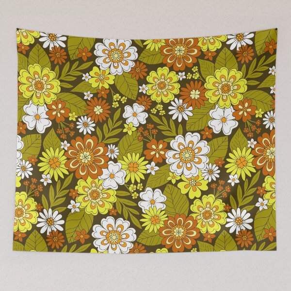 Item preview, Retro Flower Power 1970s Hippie Floral designed and sold by somecallmebeth.