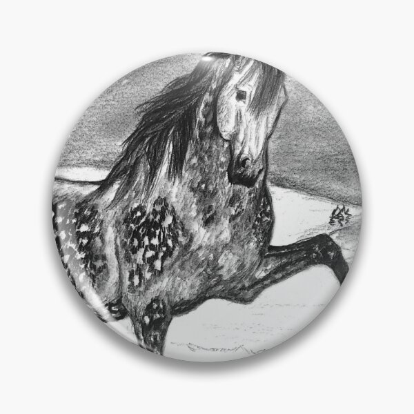 Item preview, dapple grey Spanish horse portrait drawing designed and sold by horseaddicted.