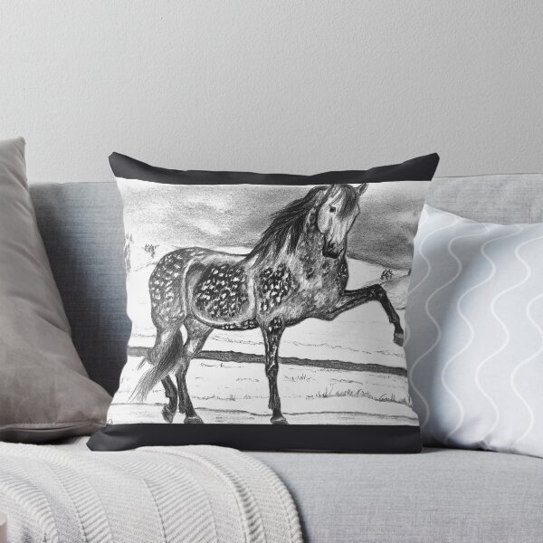 Item preview, dapple grey Spanish horse portrait drawing designed and sold by horseaddicted.