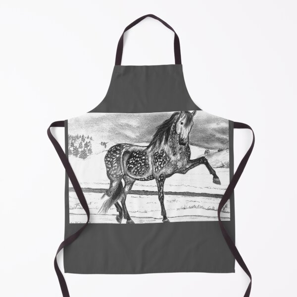 Item preview, dapple grey Spanish horse portrait drawing designed and sold by horseaddicted.