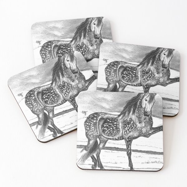 Item preview, dapple grey Spanish horse portrait drawing designed and sold by horseaddicted.