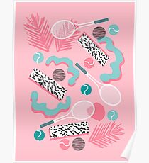 Playa' - tennis sports full court action hipster abstract minimal retro memphis squiggle pattern Poster
