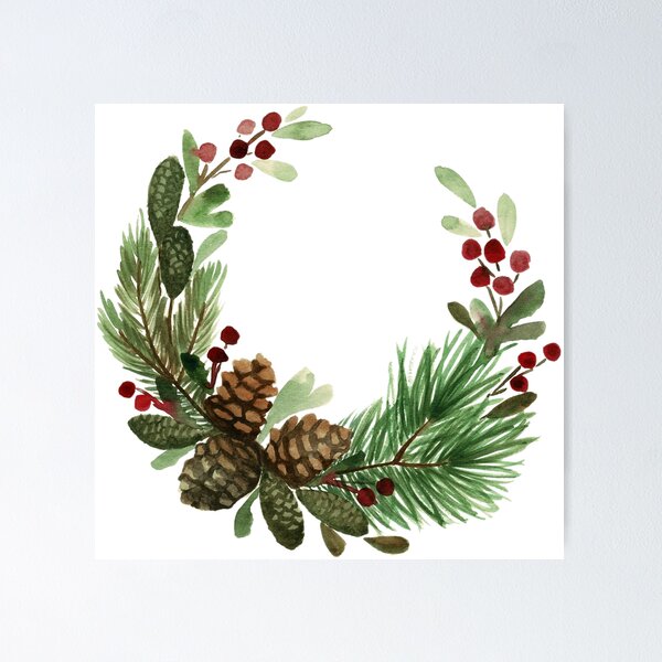 Item preview, Christmas Wreath Watercolor Painting designed and sold by Danica Templeton.