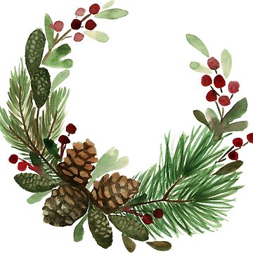 Winter Greenery Single Watercolour Wreath Clipart Winter -   Christmas  wreath illustration, Wreath watercolor, Winter wreath